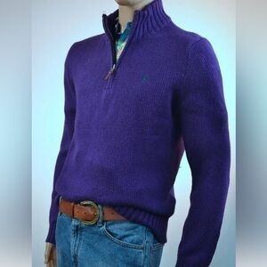 Ralph Lauren Polo Purple long sleeve Half zip knit Pullover Sweater size large